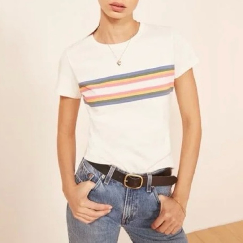 Reformation Retro Rainbow Stripe Tee